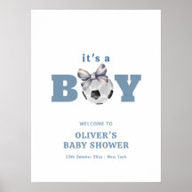 Bienvenida al baby shower del niño de fútbol con l
