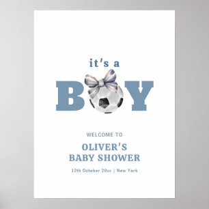 Póster Bienvenida al baby shower del niño de fútbol con l