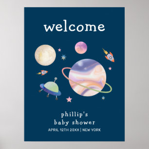 Póster Bienvenida al baby shower del niño de la galaxia v