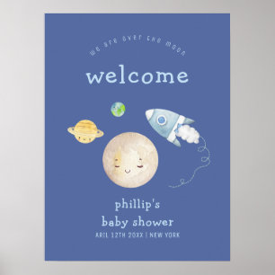 Póster Bienvenida al baby shower del niño nave espacial s