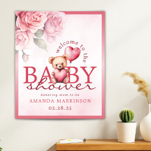 Póster Bienvenida al Baby Shower del Osito de Acuarela Ro