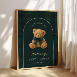 Póster Bienvenida al baby shower del osito de peluche clá
