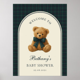 Póster Bienvenida al baby shower del osito de peluche Vin