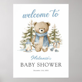 Póster Bienvenida al Baby Shower del Oso de Navidad