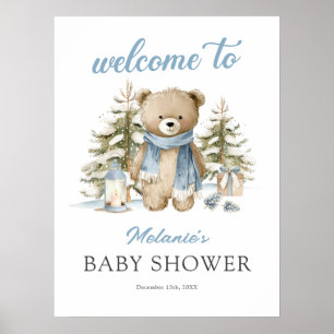 Póster Bienvenida al Baby Shower del Oso de Navidad