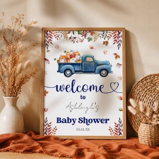 Póster Bienvenida al Baby Shower del pequeño niño calabaz