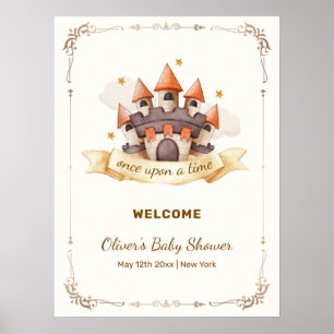 Póster Bienvenida al baby shower del príncipe del cuento