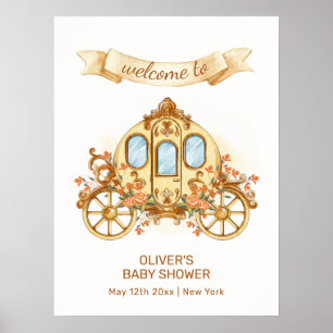 Póster Bienvenida al baby shower del Príncipe Flor de Oro