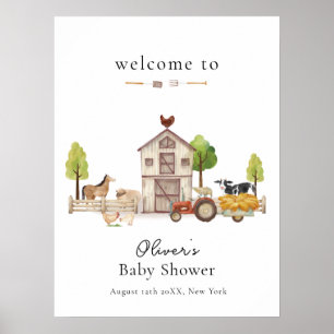 Póster Bienvenida al baby shower del tractor vintage boho