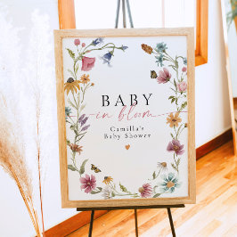 Póster Bienvenida al Baby Shower Flor Silvestre Baby In B