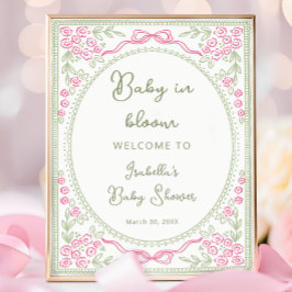 Póster Bienvenida al baby shower floral Baby in Bloom