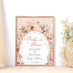 Póster Bienvenida al baby shower floral boho de Baby in B