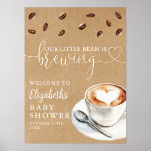 Póster Bienvenida al Baby Shower Little Bean Brewing Coff