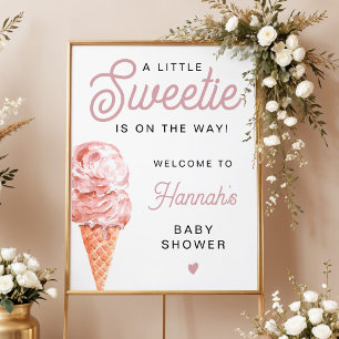 Póster Bienvenida al Baby Shower Little Sweetie Ice Cream
