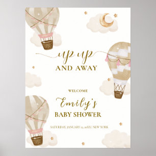 Póster Bienvenida al Baby Shower Neutral Boho Globo Aeros