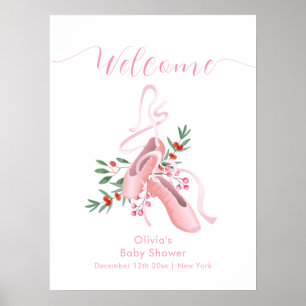 Póster Bienvenida al Baby Shower Pink Winter Ballerina Tu
