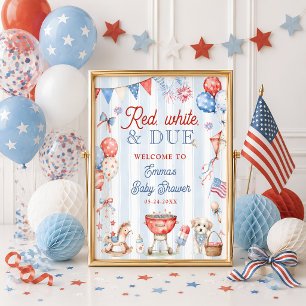 Póster Bienvenida al baby shower Rojo Blanco y Próximo