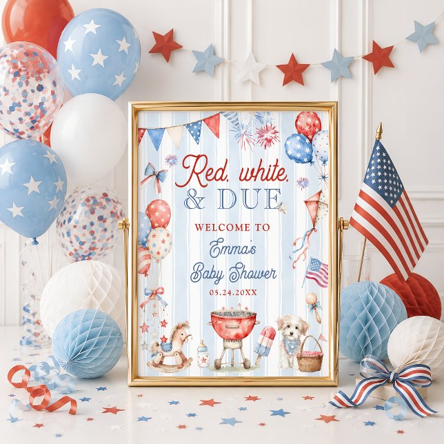 Póster Bienvenida al baby shower Rojo Blanco y Próximo (Subido por el creador)