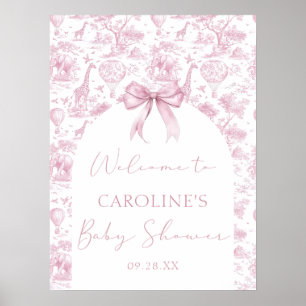 Póster Bienvenida al baby shower safari Toile de Jouy