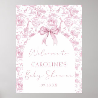 Póster Bienvenida al baby shower safari Toile de Jouy