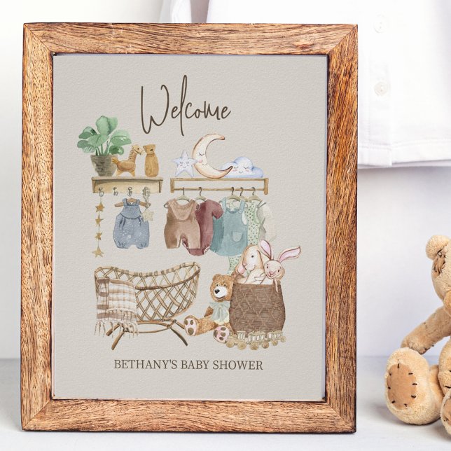 Póster Bienvenida al Baby Shower Tema de Guardería Boho (Subido por el creador)