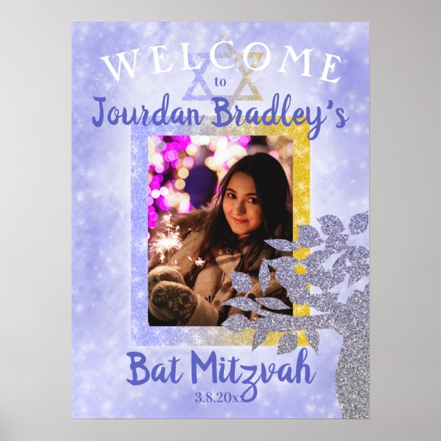 Póster Bienvenida al Bat Mitzvah con letrero de bienvenid (Frente)