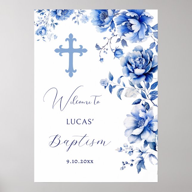 Póster Bienvenida al bautismo de las flores azules (Frente)