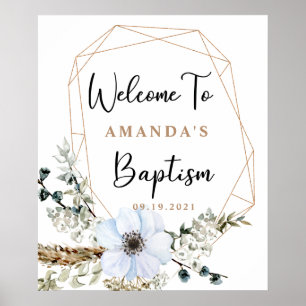 Póster Bienvenida al Bautismo Floral Boho