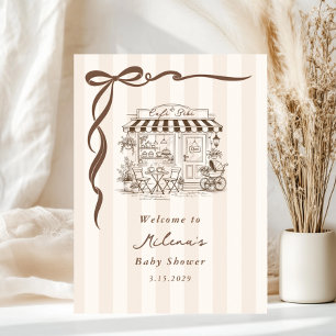 Póster Bienvenida al Bebe Cafe Cumpleaños de Revelación d