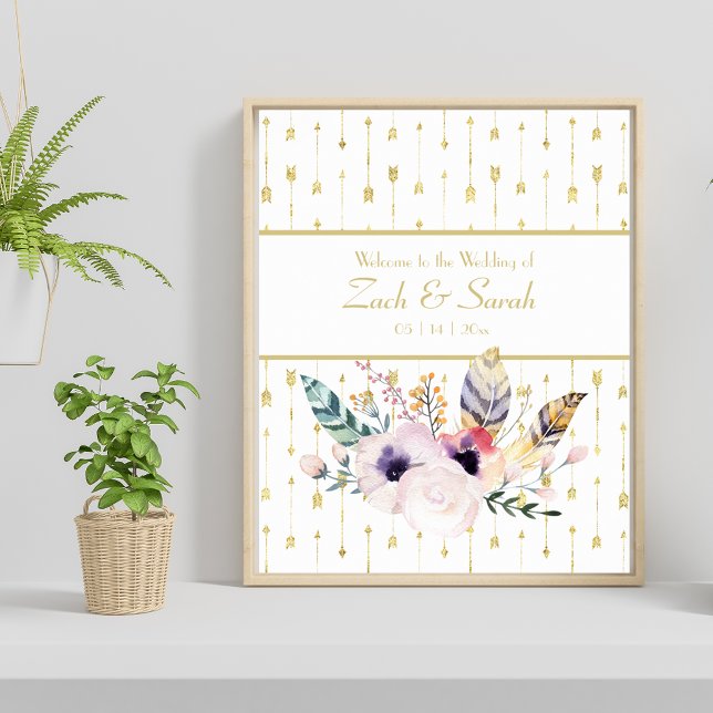 Póster Bienvenida al Boda Boho Bouquet bonito (Subido por el creador)