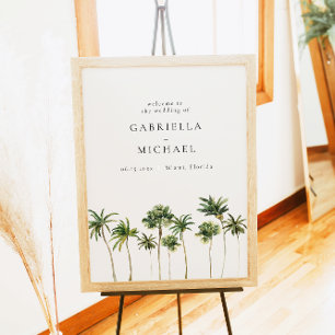 Póster Bienvenida al Boda de Palm Tree Tropical minimalis