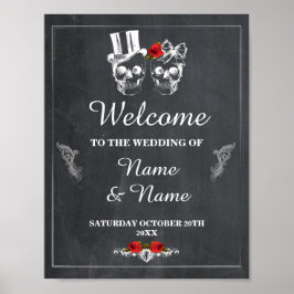 Póster Bienvenida al Boda de Rótulo Rústico Skull de Hall