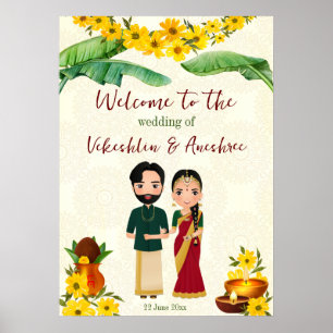 Póster Bienvenida al boda del sur de India Telugu Tamil