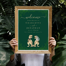 Póster Bienvenida al Boda del tema de los dinosaurios Ver