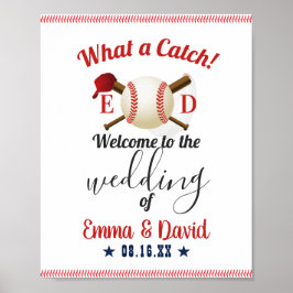 Póster Bienvenida al Boda Deportivo Temático del Béisbol
