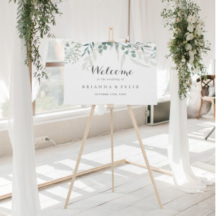Póster Bienvenida al Boda Eucalyptus de la vegetación min