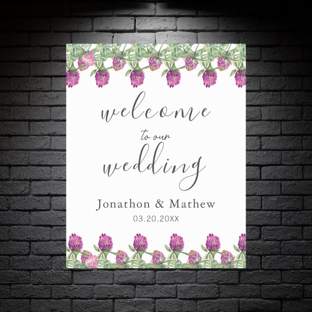 Póster Bienvenida al Boda Floral de la jungla de verano (Summer Jungle Watercolour Floral Wedding Supplies)