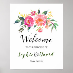 Póster Bienvenida al Boda Floral de verano de primavera