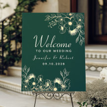 Bienvenida al Boda Gold y Emerald Green