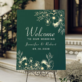 Póster Bienvenida al Boda Gold y Emerald Green