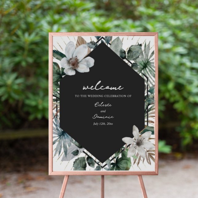 Póster Bienvenida al Boda Rústico Tropical Floral Geométr (Subido por el creador)