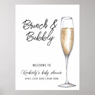 Póster Bienvenida al Brunch de Champán Minimalista Boho p
