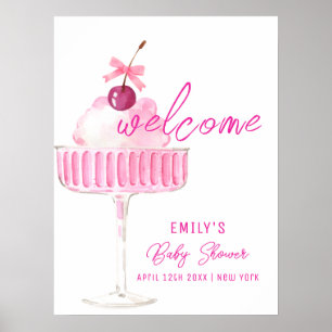 Póster Bienvenida al Brunch de Champán Rosado Cereza para