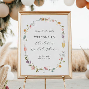 Póster Bienvenida al Brunch de flores silvestres y ducha 