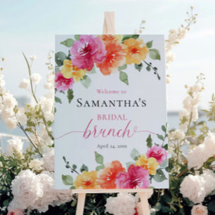 Póster Bienvenida al brunch de novias del naranja rosa br