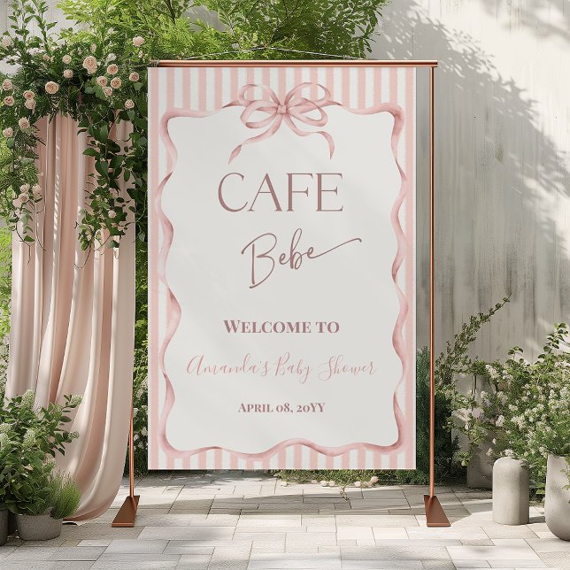 Póster Bienvenida al Cafe Retro Rosa Bebe Shower de Café (Subido por el creador)