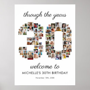 Póster Bienvenida al collage de fotos del 30 cumpleaños