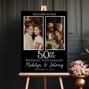 Póster Bienvenida al collage de fotos del 50 aniversario 