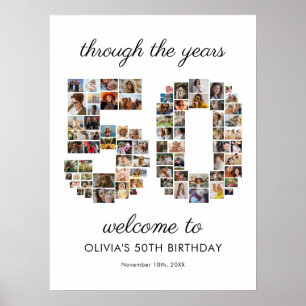 Póster Bienvenida al collage de fotos del 50 cumpleaños