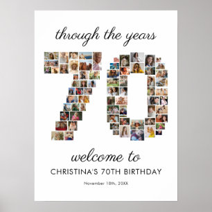 Póster Bienvenida al collage de fotos del 70 cumpleaños
